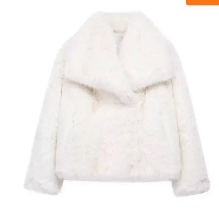 Brown plush coat for women by SHOPEZRA L.L.C., featuring a cozy, oversized design with a soft, textured fabric.