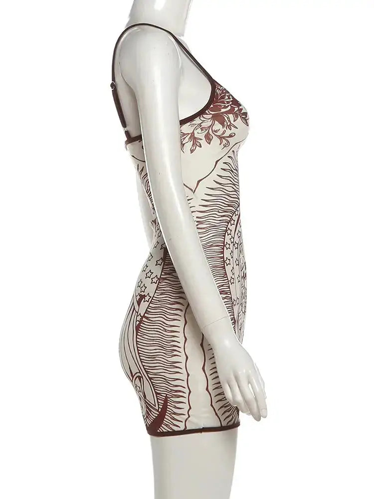 Weird Puss Art Print Dress Women Low-Neck See Through Skinny High Elasticity Sexy Midnight Summer New Trend Hottie Mini Bodycon by Dropshipman