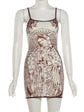 Weird Puss Art Print Dress Women Low-Neck See Through Skinny High Elasticity Sexy Midnight Summer New Trend Hottie Mini Bodycon SHOPEZRA L.L.C.