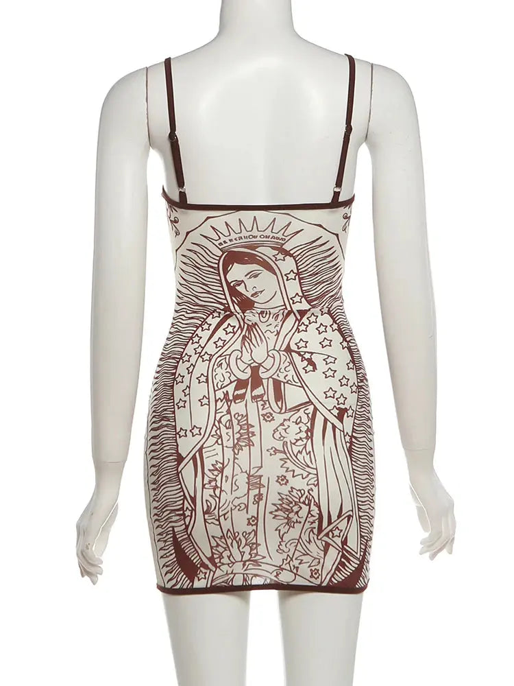 Weird Puss Art Print Dress Women Low-Neck See Through Skinny High Elasticity Sexy Midnight Summer New Trend Hottie Mini Bodycon SHOPEZRA L.L.C.