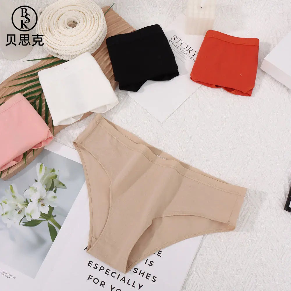Blue low-waist women's underwear by SHOPEZRA L.L.C., made of pure cotton with antibacterial, butt-lifting design, summer 2024 collection.