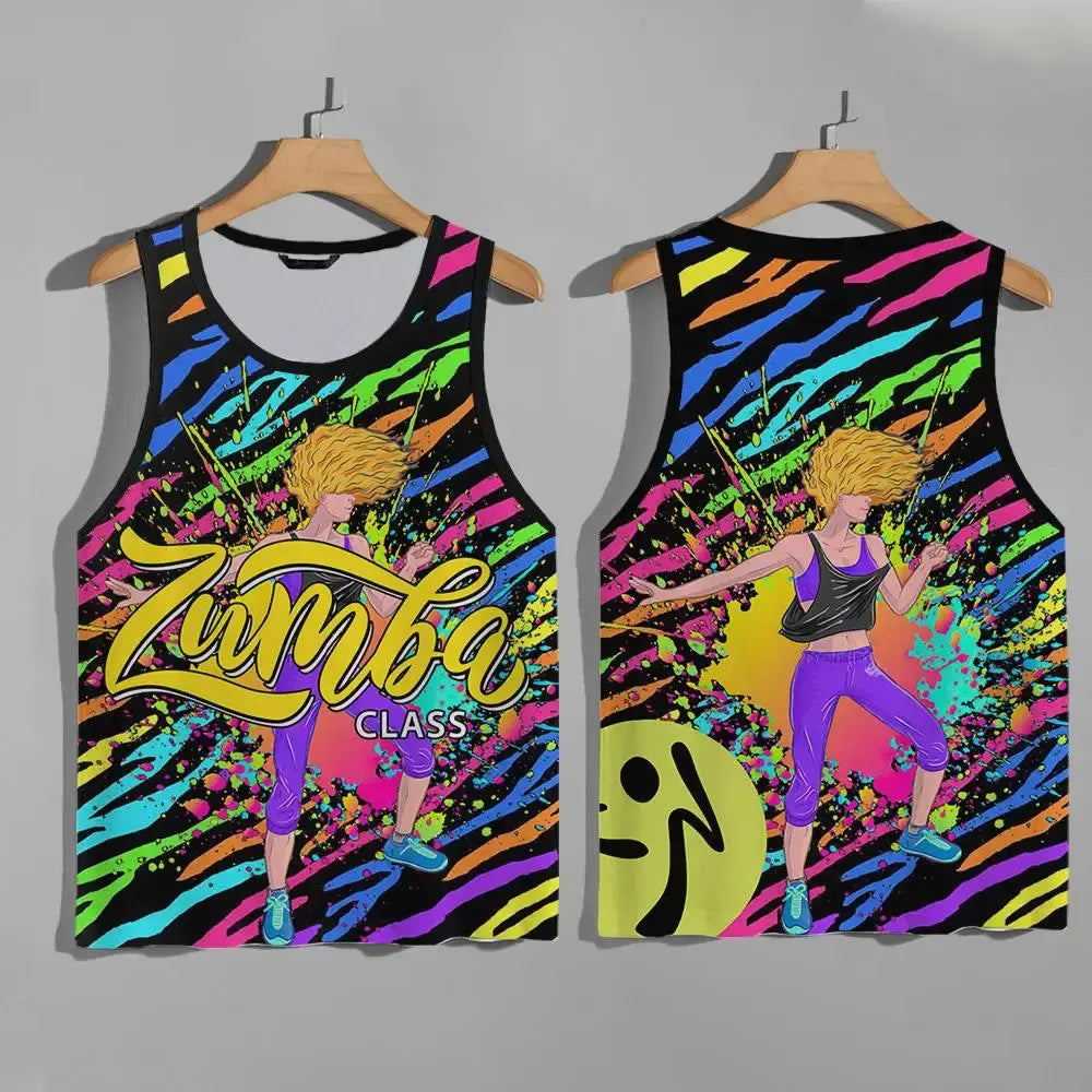 Unisex Zumba Wear quick-dry workout vest for men and women, casual sports top suitable for dance and fitness activities.