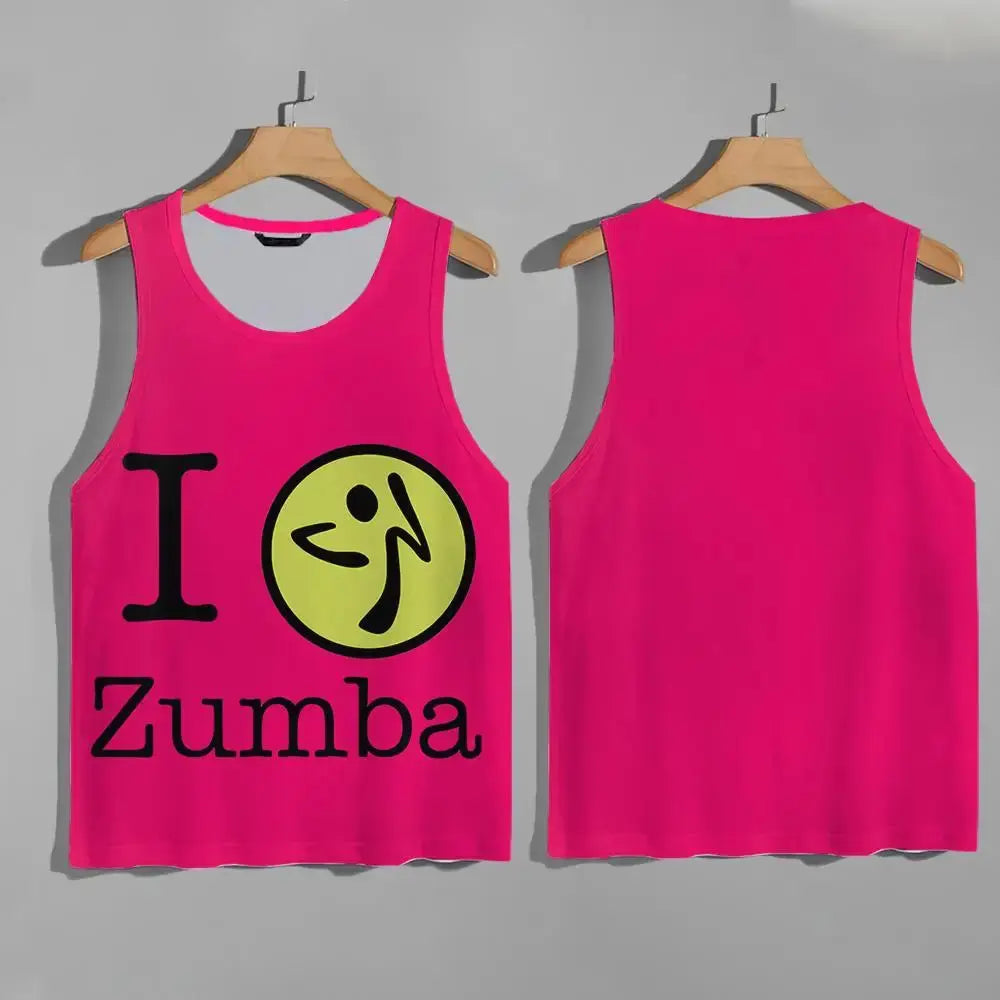 Unisex Zumba Wear quick-dry workout vest in black and gray, designed for men and women, suitable for dance and casual sport activities.
