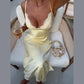 Elegant Lace Satin Spliced Women&