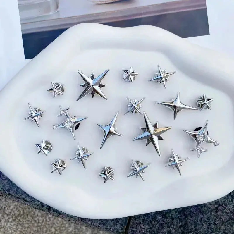 Set of 18 punk style metal rivets and decorative buckles for garden shoes and hole shoes, featuring detachable and rugged metal designs.