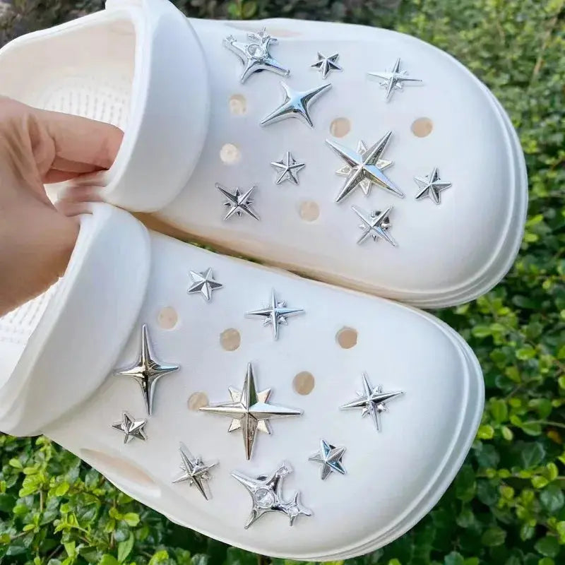 Set of 18 punk style metal rivets and decorative buckles for garden shoes and hole shoes, by SHOPEZRA L.L.C.