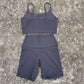 Damen Enganliegende Yoga-Radlerhose Anzug U-förmiger Träger-BH Oberbekleidung Sportunterwäsche Fitnessstudio-Yoga-Set