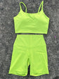 Damen Enganliegende Yoga-Radlerhose Anzug U-förmiger Träger-BH Oberbekleidung Sportunterwäsche Fitnessstudio-Yoga-Set