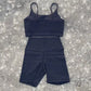 Damen Enganliegende Yoga-Radlerhose Anzug U-förmiger Träger-BH Oberbekleidung Sportunterwäsche Fitnessstudio-Yoga-Set