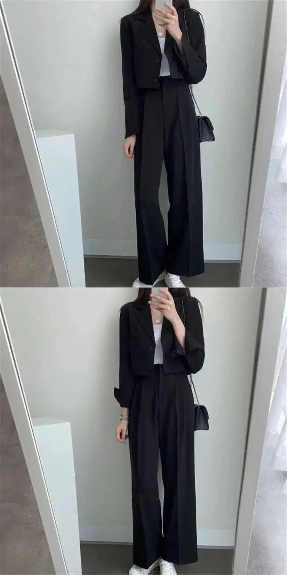 Suit Coat 2 Piece Set Women Blazer Jacket Straight Pants Ensemble Single Breasted Turn Down Collar Trousers Office Lady Outfits by Dropshipman