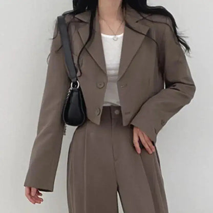 Suit Coat 2 Piece Set Women Blazer Jacket Straight Pants Ensemble Single Breasted Turn Down Collar Trousers Office Lady Outfits by Dropshipman