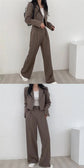 Suit Coat 2 Piece Set Women Blazer Jacket Straight Pants Ensemble Single Breasted Turn Down Collar Trousers Office Lady Outfits SHOPEZRA L.L.C.