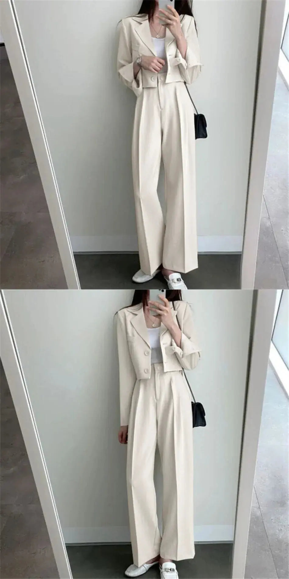 Suit Coat 2 Piece Set Women Blazer Jacket Straight Pants Ensemble Single Breasted Turn Down Collar Trousers Office Lady Outfits SHOPEZRA L.L.C.