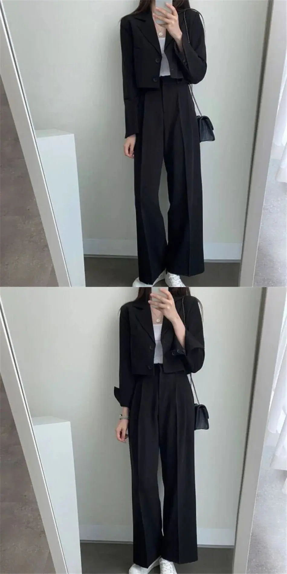 Suit Coat 2 Piece Set Women Blazer Jacket Straight Pants Ensemble Single Breasted Turn Down Collar Trousers Office Lady Outfits SHOPEZRA L.L.C.