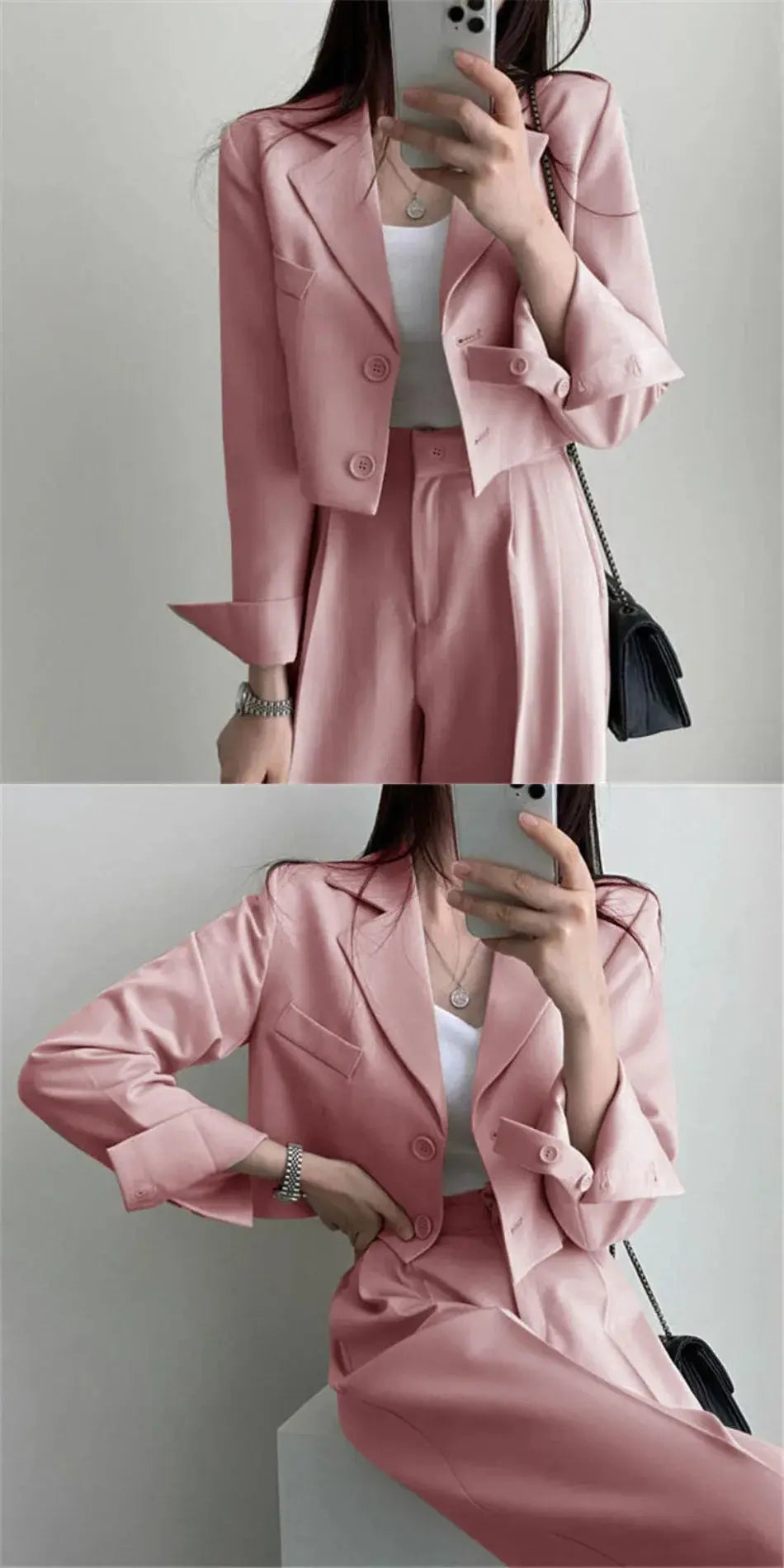Suit Coat 2 Piece Set Women Blazer Jacket Straight Pants Ensemble Single Breasted Turn Down Collar Trousers Office Lady Outfits SHOPEZRA L.L.C.