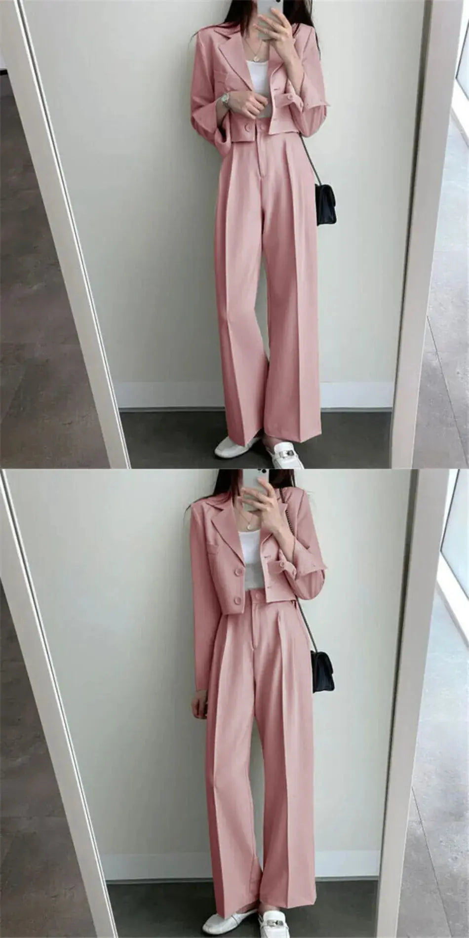 Suit Coat 2 Piece Set Women Blazer Jacket Straight Pants Ensemble Single Breasted Turn Down Collar Trousers Office Lady Outfits SHOPEZRA L.L.C.