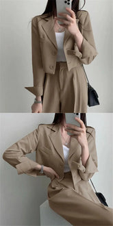 Suit Coat 2 Piece Set Women Blazer Jacket Straight Pants Ensemble Single Breasted Turn Down Collar Trousers Office Lady Outfits SHOPEZRA L.L.C.