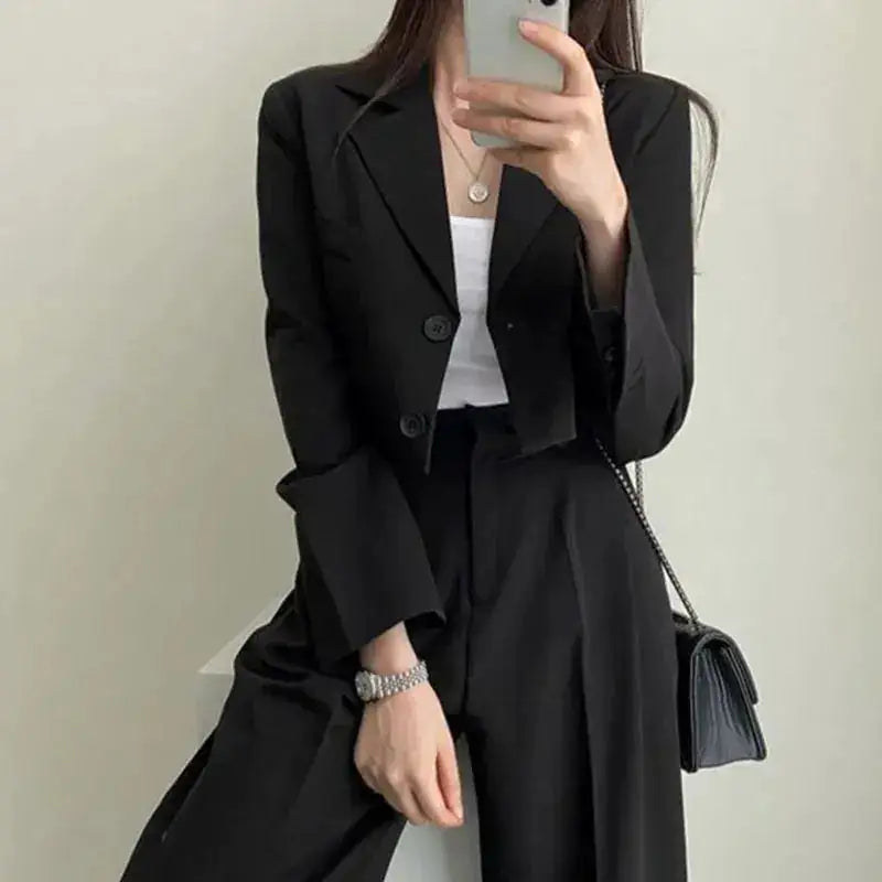 Suit Coat 2 Piece Set Women Blazer Jacket Straight Pants Ensemble Single Breasted Turn Down Collar Trousers Office Lady Outfits by Dropshipman