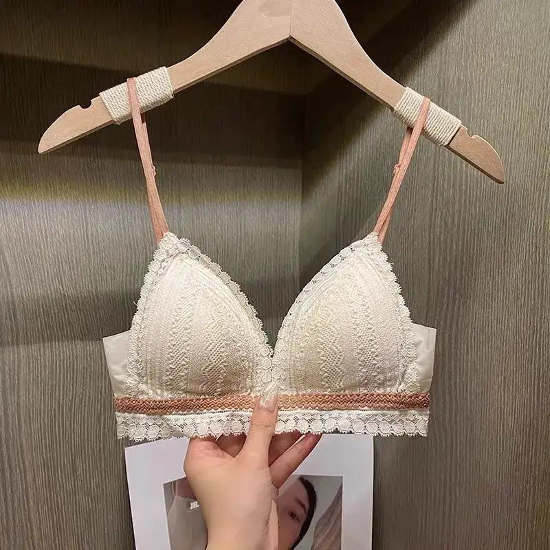 US Back Underwear 2024 New Explosions Front Buckle Bra No Steel Ring French Triangle Cup Sexy Big U Backless Bra by Dropshipman