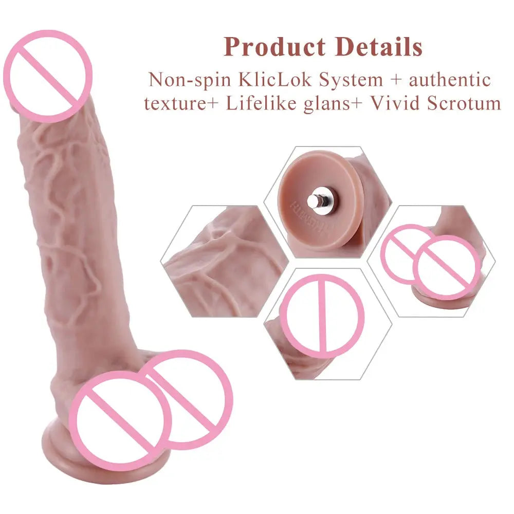 HISMITH silicone dildo sex machine accessory, 9.1 inches long, 1.8 inches diameter, realistic safety design, from SHOPEZRA L.L.C.