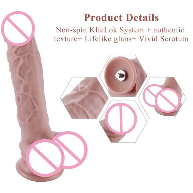 HISMITH silicone dildo sex machine accessory, 9.1 inches long, 1.8 inches diameter, realistic safety design, from SHOPEZRA L.L.C.
