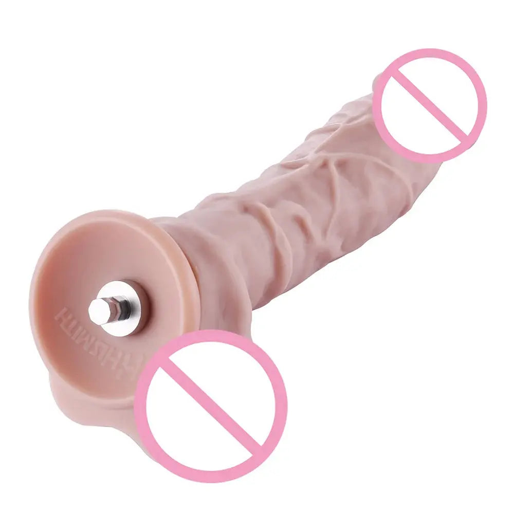 HISMITH silicone dildo sex machine accessory with realistic design, 9.1 inches long and 1.8 inches diameter, safety features included.