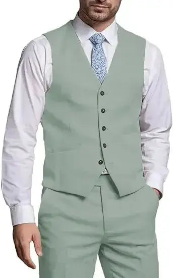 Suits for Men 2 Pieces Vest and Pants Set Gentleman Classic Suit for Men Tuxedo Suit for Men for Wedding Summer Beach by Dropshipman