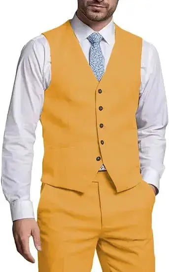Suits for Men 2 Pieces Vest and Pants Set Gentleman Classic Suit for Men Tuxedo Suit for Men for Wedding Summer Beach by Dropshipman