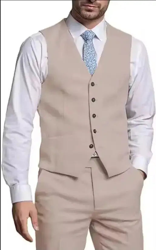 Suits for Men 2 Pieces Vest and Pants Set Gentleman Classic Suit for Men Tuxedo Suit for Men for Wedding Summer Beach by Dropshipman