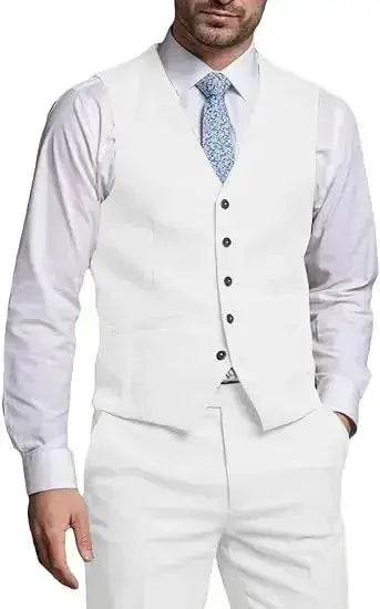 Suits for Men 2 Pieces Vest and Pants Set Gentleman Classic Suit for Men Tuxedo Suit for Men for Wedding Summer Beach by Dropshipman