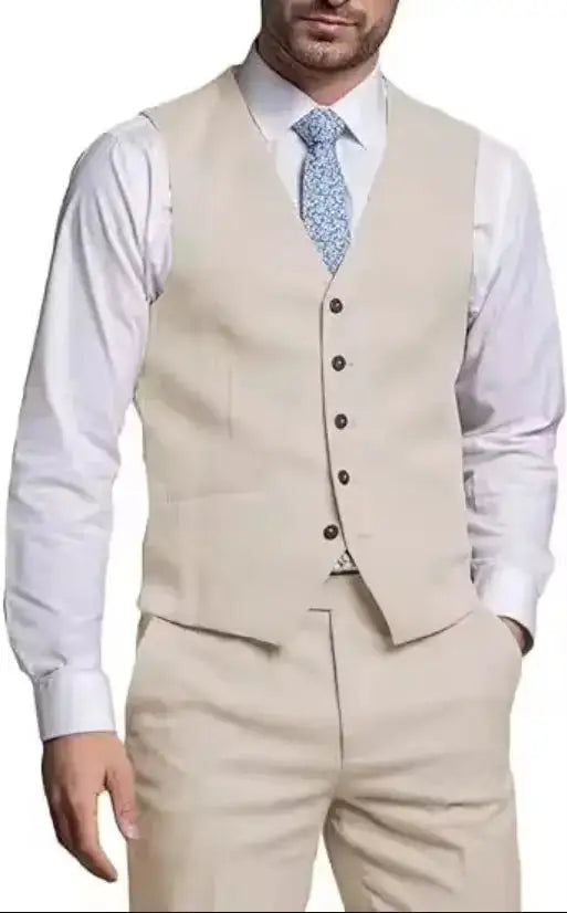Suits for Men 2 Pieces Vest and Pants Set Gentleman Classic Suit for Men Tuxedo Suit for Men for Wedding Summer Beach by Dropshipman