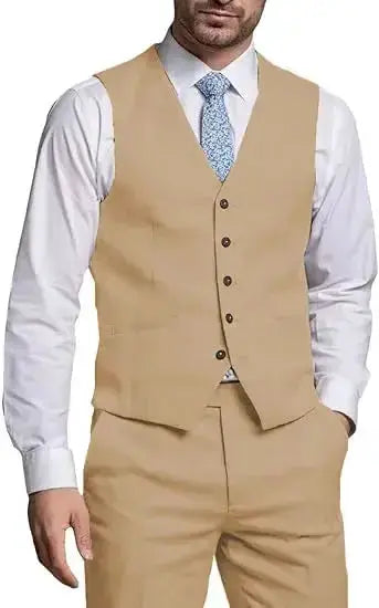 Suits for Men 2 Pieces Vest and Pants Set Gentleman Classic Suit for Men Tuxedo Suit for Men for Wedding Summer Beach by Dropshipman