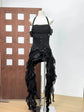 Women Ruffles Draped Dress Three Piece Sets Sexy Halter Neck Folds Ruffled Dress+Lace-up Corset Top+Shorts Suits Party Cocktail SHOPEZRA L.L.C.
