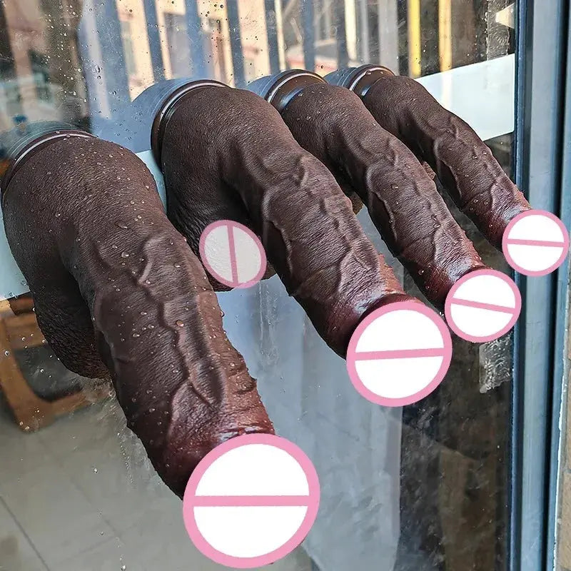 Realistic big silicone coffee-shaped dildo from SHOPEZRA L.L.C., designed for vaginal and anal pleasure with soft, detailed features.
