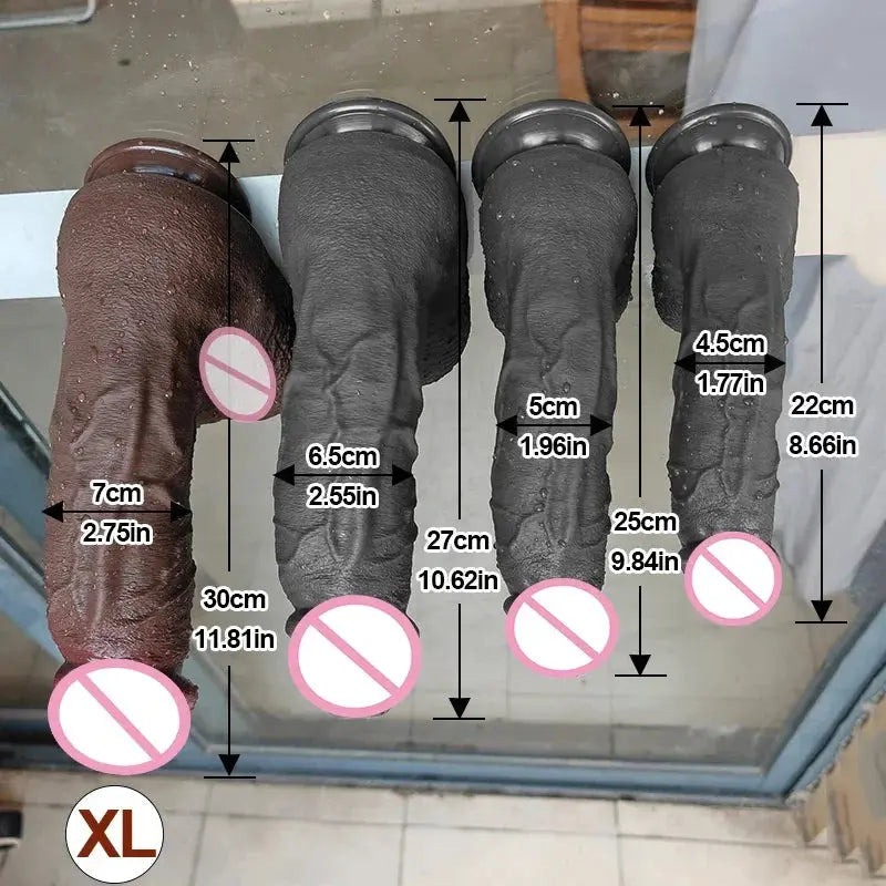 Realistic large silicone coffee-shaped dildo from SHOPEZRA L.L.C., designed for vaginal and anal pleasure with clitoral stimulation.