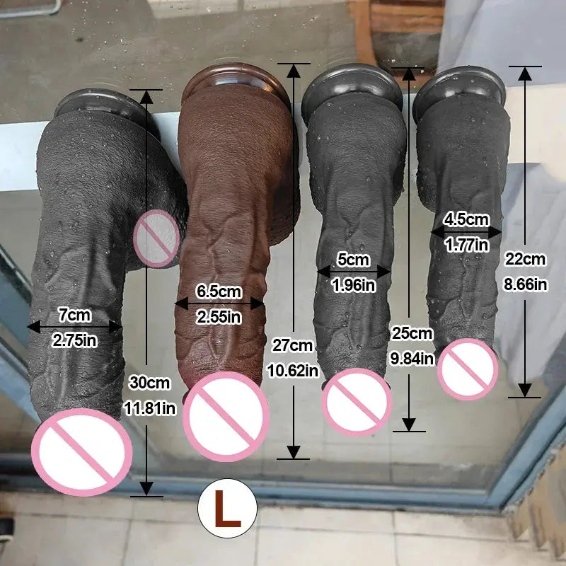 Realistic large silicone coffee-shaped dildo with detailed design, for women’s anal and vaginal pleasure, featuring soft texture and suction base.