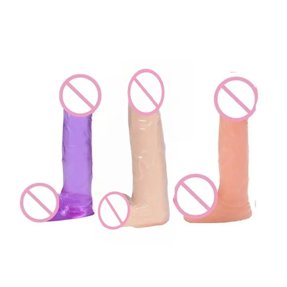 Small 11cm silicone realistic dildo with suction cup, waterproof G-spot massager, ideal for women and couples adult play.