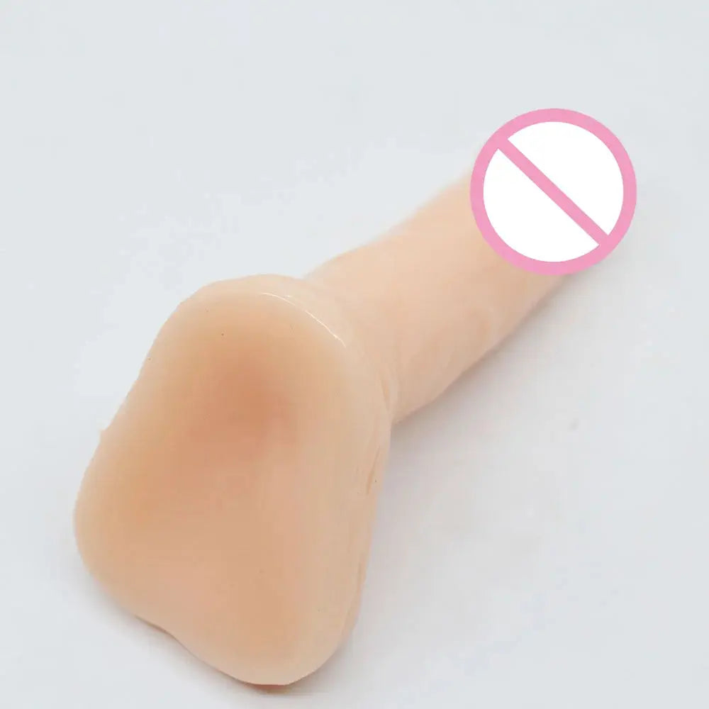 Small 11cm silicone realistic dildo with suction cup, waterproof G-spot massager, ideal for women and couples adult pleasure.