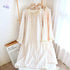 Spring and Summer Long Sleeve Round Neck Lace Sweet Long Dress Women&