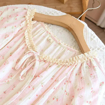 Spring and Summer Long Sleeve Round Neck Lace Sweet Long Dress Women&