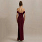 DRESS FORU Elegant Red Evening Dress Jersey for Floor-Length One Word Collar Prom Party Sheath Vestidos De Fiesta Customized SHOPEZRA L.L.C.
