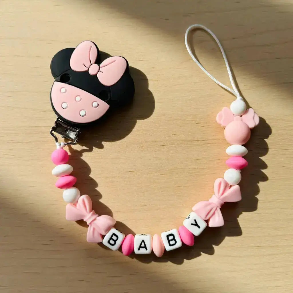 2026 Custom Name Baby Pacifier Clips Chain Silicone Beads Teether Toys Dummy Holder Russian English Name Pacifier Chain Newborn by Dropshipman