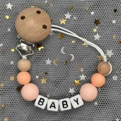 2026 Custom Name Baby Pacifier Clips Chain Silicone Beads Teether Toys Dummy Holder Russian English Name Pacifier Chain Newborn by Dropshipman