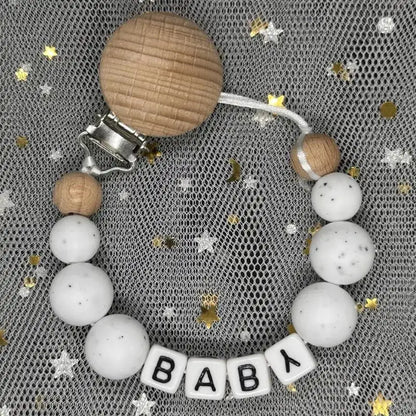 2026 Custom Name Baby Pacifier Clips Chain Silicone Beads Teether Toys Dummy Holder Russian English Name Pacifier Chain Newborn by Dropshipman