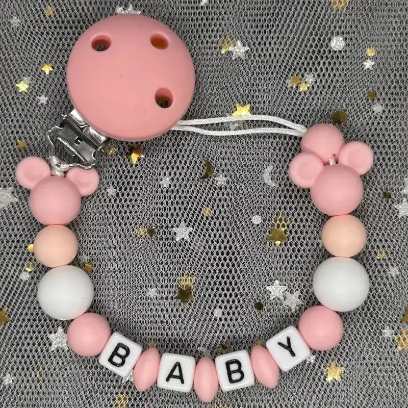 2026 Custom Name Baby Pacifier Clips Chain Silicone Beads Teether Toys Dummy Holder Russian English Name Pacifier Chain Newborn by Dropshipman