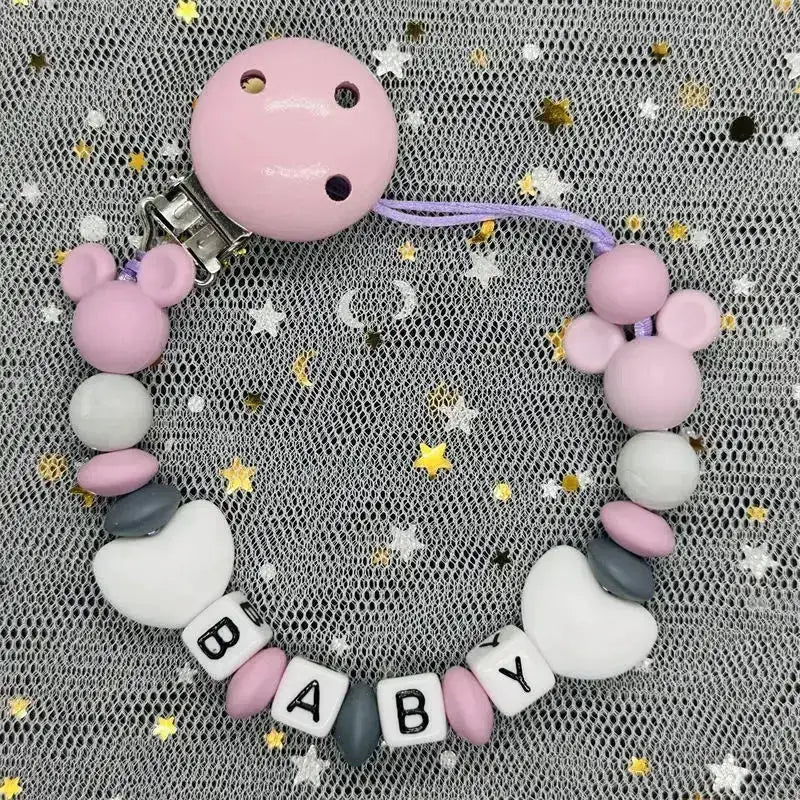 2026 Custom Name Baby Pacifier Clips Chain Silicone Beads Teether Toys Dummy Holder Russian English Name Pacifier Chain Newborn by Dropshipman