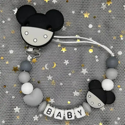 2026 Custom Name Baby Pacifier Clips Chain Silicone Beads Teether Toys Dummy Holder Russian English Name Pacifier Chain Newborn by Dropshipman