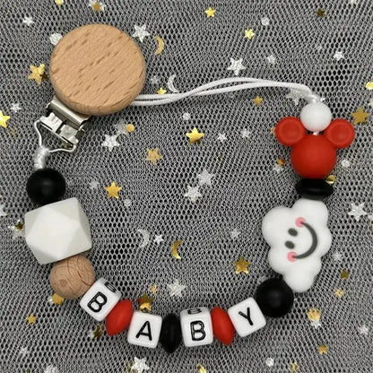 2026 Custom Name Baby Pacifier Clips Chain Silicone Beads Teether Toys Dummy Holder Russian English Name Pacifier Chain Newborn by Dropshipman