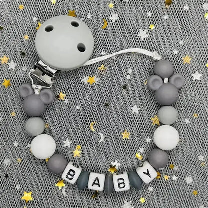 2026 Custom Name Baby Pacifier Clips Chain Silicone Beads Teether Toys Dummy Holder Russian English Name Pacifier Chain Newborn by Dropshipman