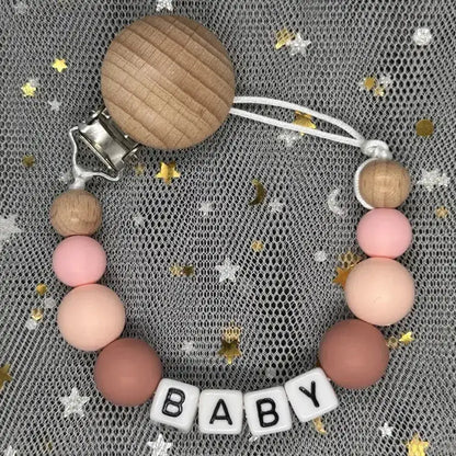 2026 Custom Name Baby Pacifier Clips Chain Silicone Beads Teether Toys Dummy Holder Russian English Name Pacifier Chain Newborn by Dropshipman